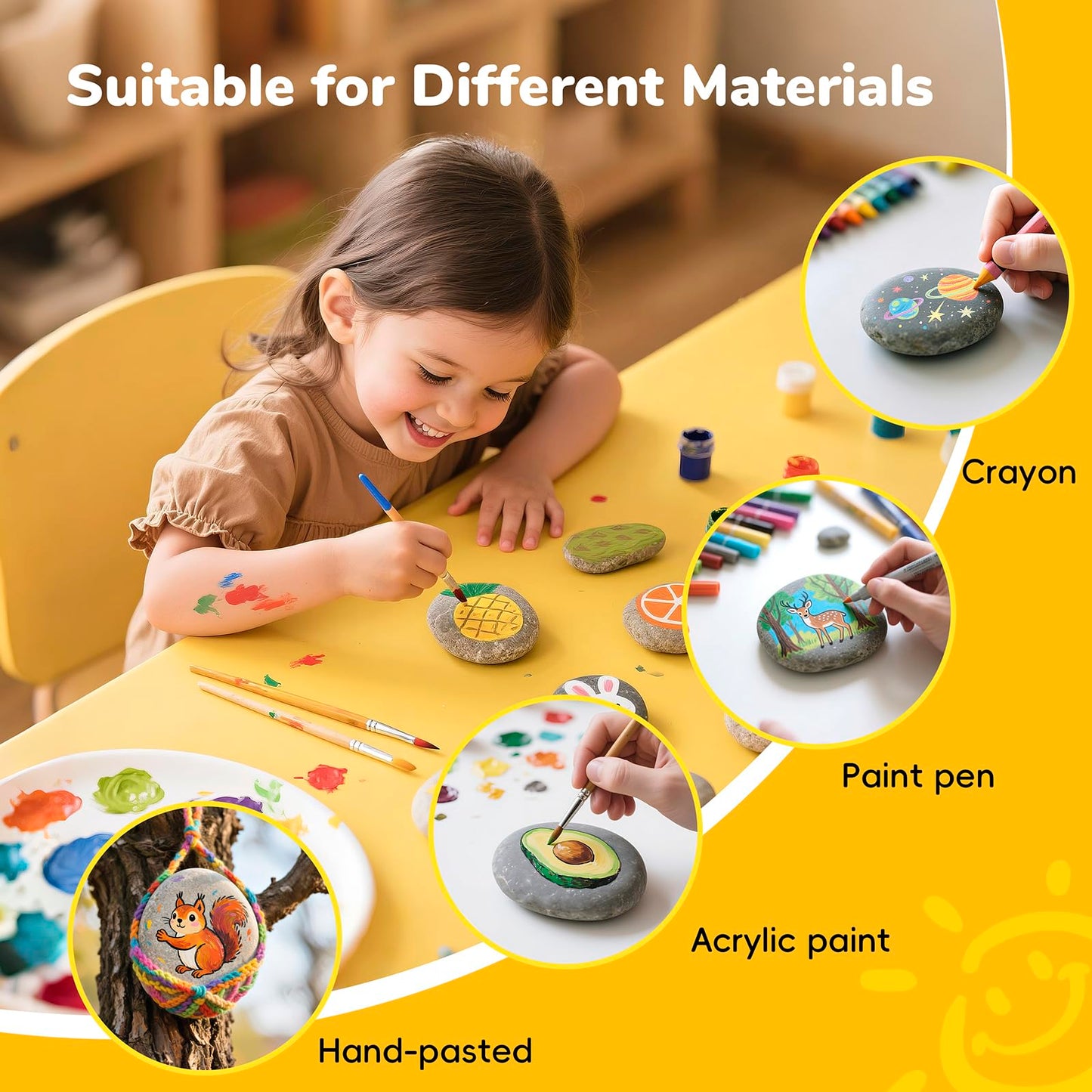 Simetufy 45Pcs Large Rocks for Painting 3-4inch Natural River Stones for DIY, Art & Crafts, Smooth Flat Rock Bulk for Adults, Children, Kindness Rocks Garden Decoration