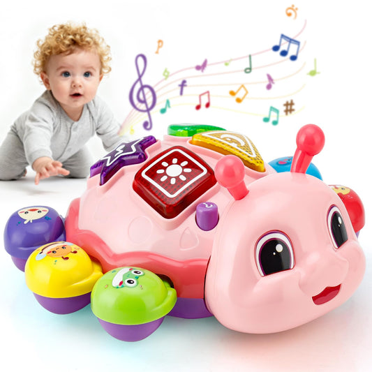 AUUGUU Baby Musical Crawling Toy – Light-Up & Tummy Time Toys for 12 Months – Fun Infant Development Gift for Girls