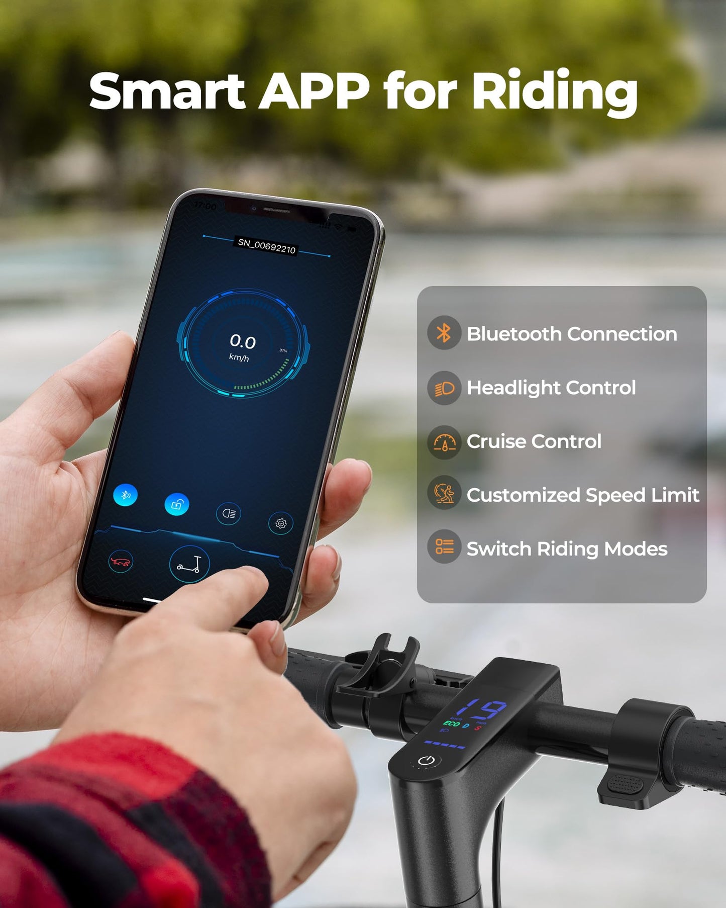 NAVIC Electric Scooter Adults, 8.5" Solid Tires, 19/Mph, 350W Motor, 19 Miles Range, Folding E-Scooter with Dual Braking Dual Suspension, Escooter for Adults with App