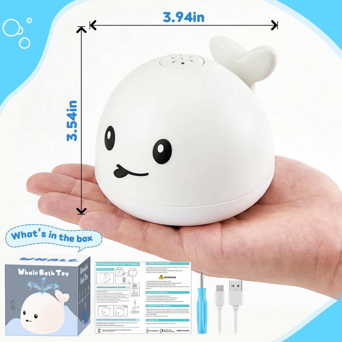 Baby Bath Toys for Kids Ages 1-3, Pool Water Toys for Baby 1 2 3 Year Boy Girl, Whale Bath Toy Sprinkler Light up Bath Toys for Babies 6-12 Months, Toddlers Bathtub Toys Baby Birthday Gifts