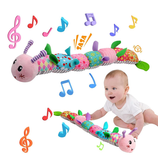 Pau1Hami1ton Baby Toys 0-3-6-12 Months Musical Plush Caterpillar Toy,Newborn Toys with Crinkle and Rattles,Baby Sensory Toys,Newborn Boy Girl Gifts.
