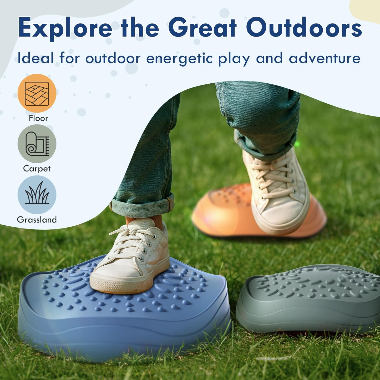 Lehoo Castle Stepping Stones for Kids, Non-Slip Toddler Stepping Stones, Indoor & Outdoor Sensory Toys for Toddlers 1-3, Balance Board Obstacle Course for Kids 3-5