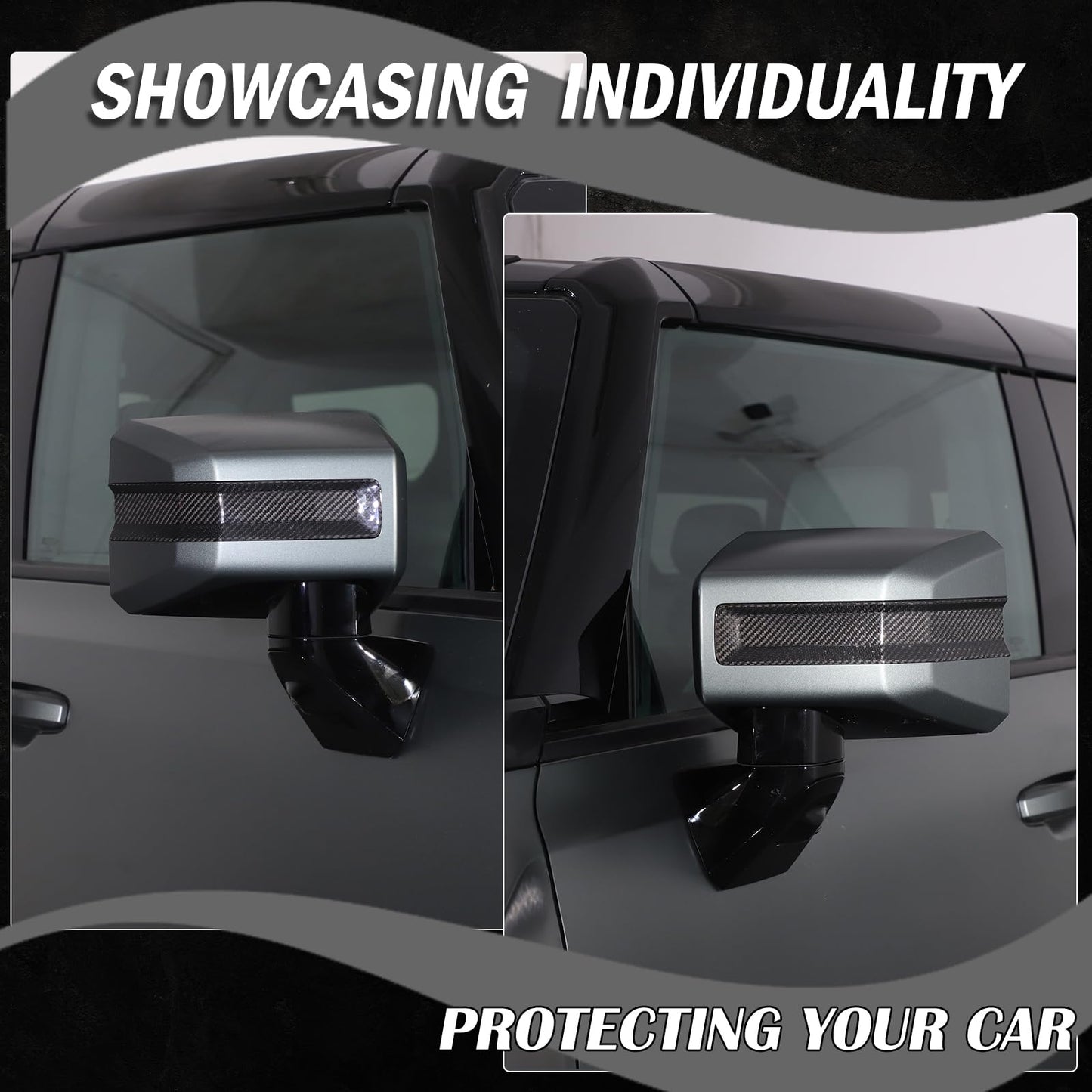 for Hummer EV SUV Pickup Accessories Rear View Mirror Side Molding Cover Trims,Genuine Carbon Fiber Rearview Mirror Molding Protector for Hummer EV SUV Truck 2022-2024-2025 (Black)