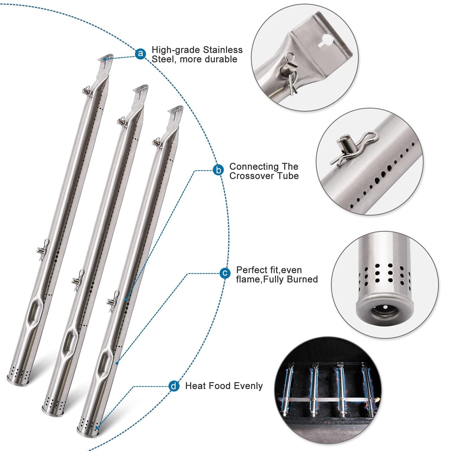 Criditpid Stainless Steel Grate & Emitter Plate, Burners & Ignitors, Heat Tents & Carryover Tubes Kit Replacement for Charbroil 463247412 463257110 463247009 463247109 463225312 463270909 Gas Grill.