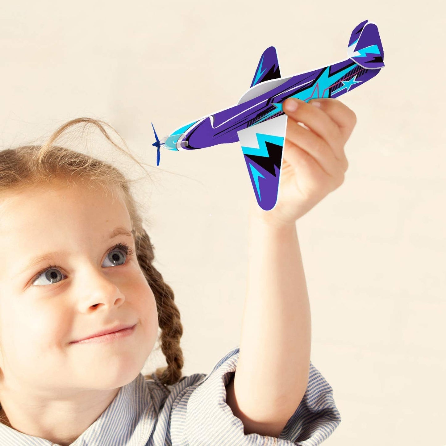JOYGOGO 32 Pack Glider Planes,8" Long Flying Glider Plane,8 Different Designs,Easy Assembly,Durable Quality-Kids Party Favors for Valentines Airplanes,Birthday Party, Carnival Prizes