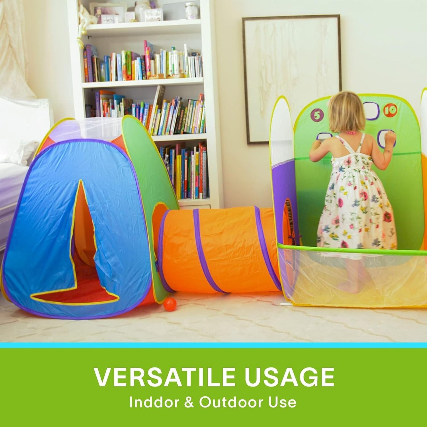 Alvantor® Kids Tent Play Tent Fun Toss It Game Zone 3-in-1 Pop Up Play Tunnel Indoor Outdoor Great Game & Toy Gift for Children (Include 4 Balls)