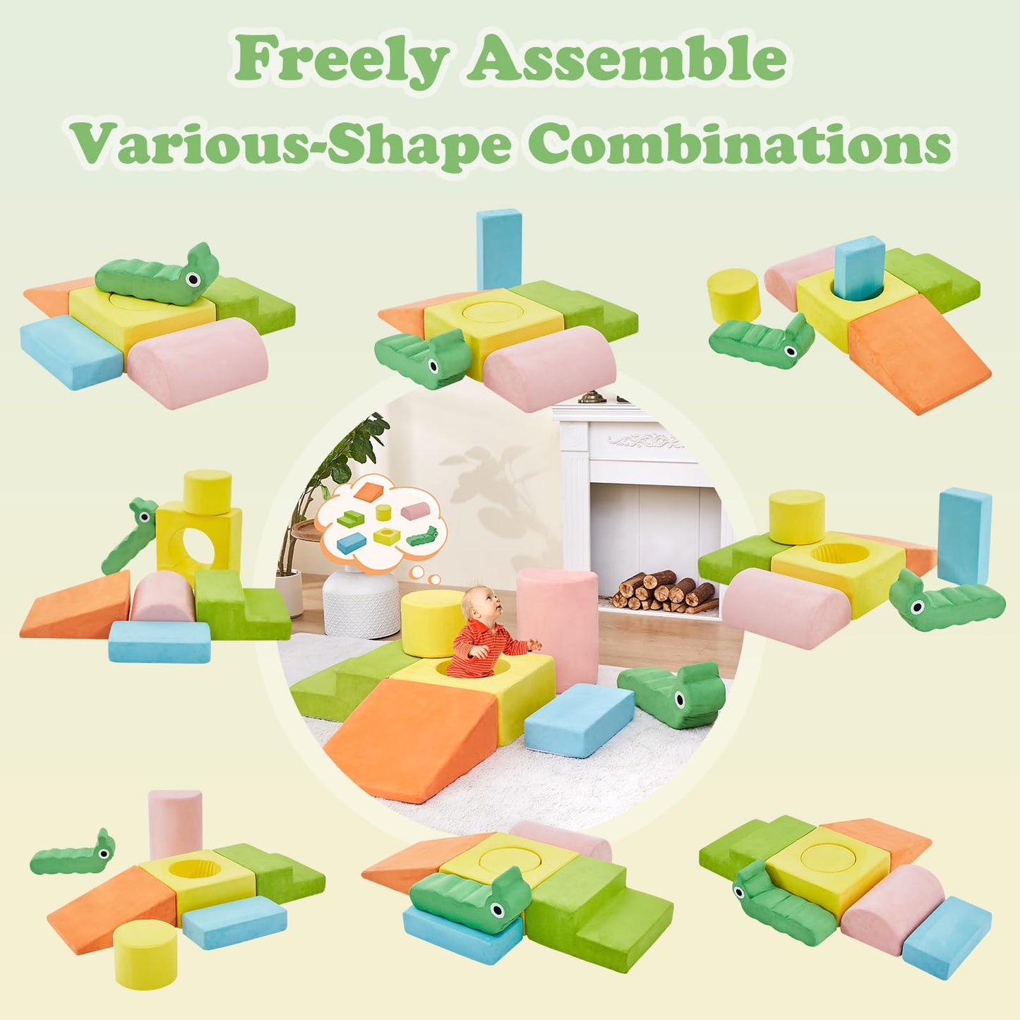 Climbing Toys for 1-3 Year Old,Toddler Climbing Toys Indoor, Baby Climbing Blocks, 7-Piece Soft Foam Climbing Blocks Set,Toddler Playtime Corner Climber Foam Play Gym for Climbing Crawling and Sliding