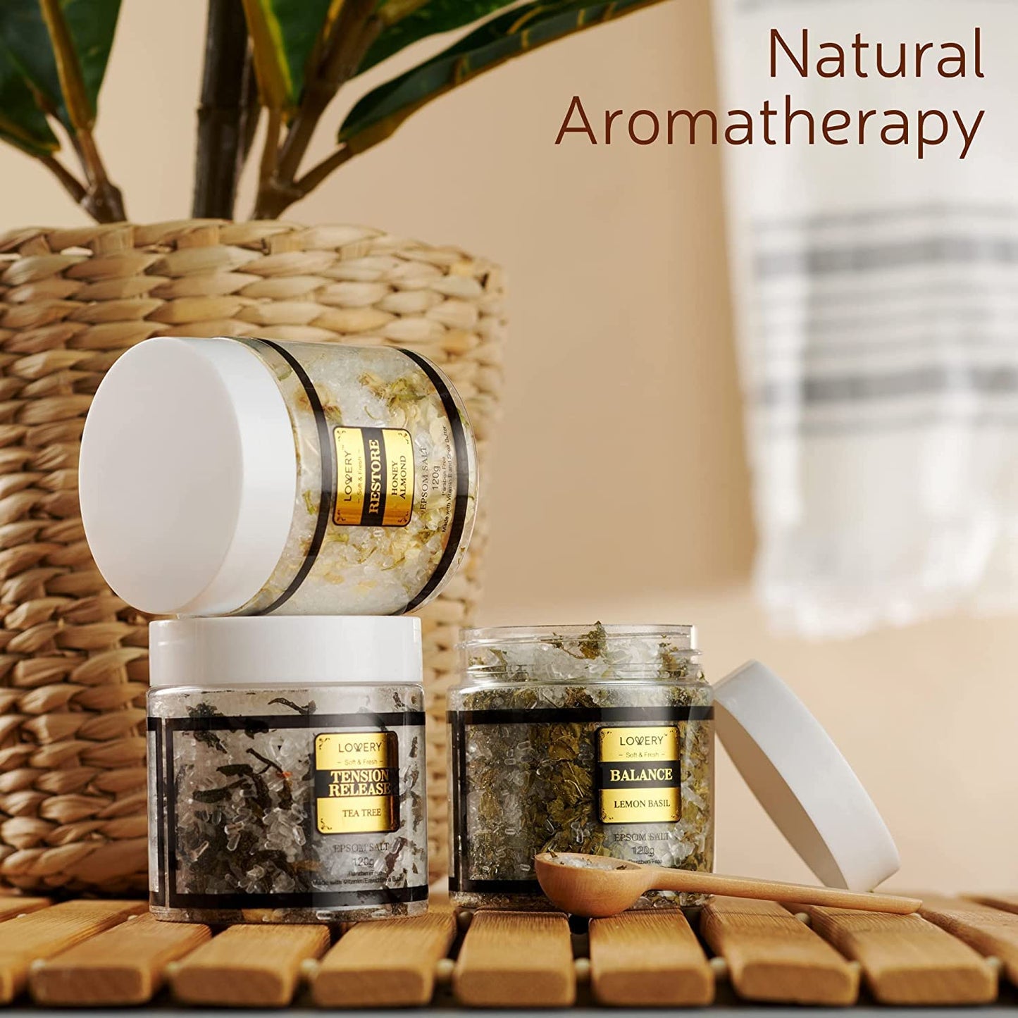 Mothers Day Gifts for Mom, Epsom Bath Salts Gift Basket Set, Self Care Salt with Essential Oil, Gifts for Women, Her, Mother, Lavender, Eucalyptus, Lemon, Coconut, Tea Tree, Honey Almond