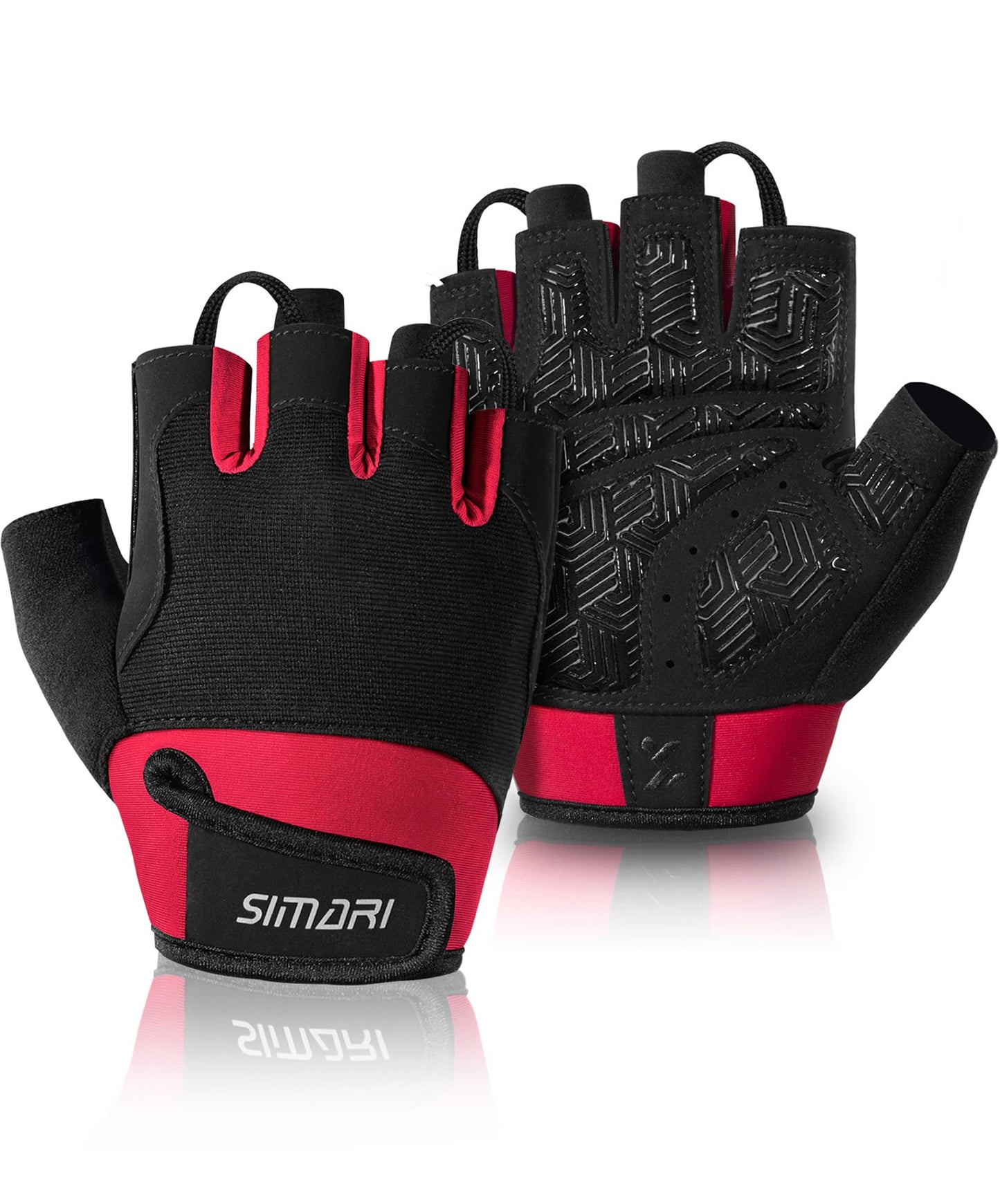 SIMARI Breathable Workout Gloves for Men & Women, Weight Lifting Gloves with Padded, Grip, Full Palm Protection, Gift for Gym Exercise, Cycling, Weightlifting Training, Fitness, Red, Size S