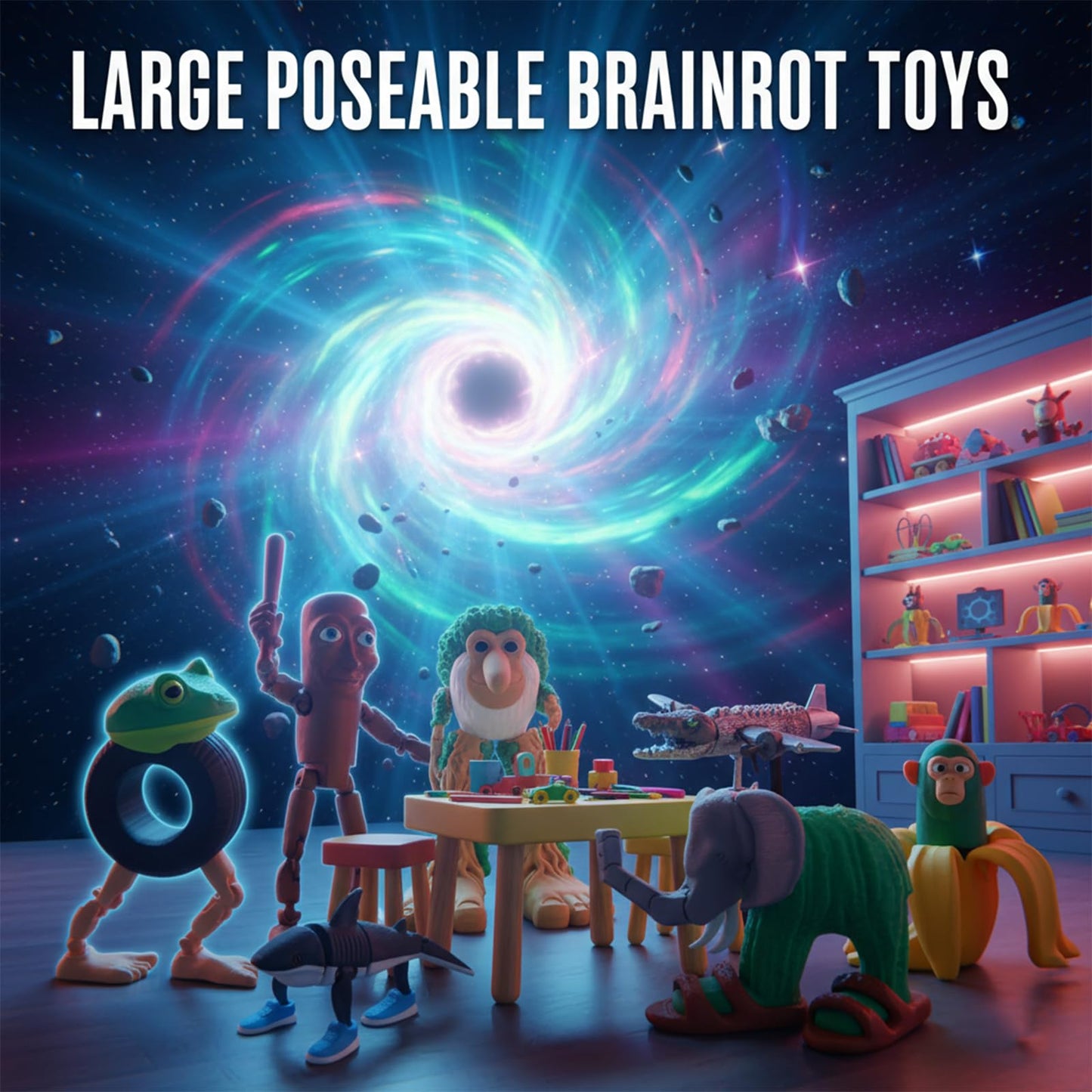 Sarcidery Brainrot Toys,Large Poseable Original Italian Brainrot Toys,Tung Tung Tung Sahur Desk Decor,Steal a Brainrot Toys, Collecting & Parent‑Child Playtime Gifts（7Pcs）