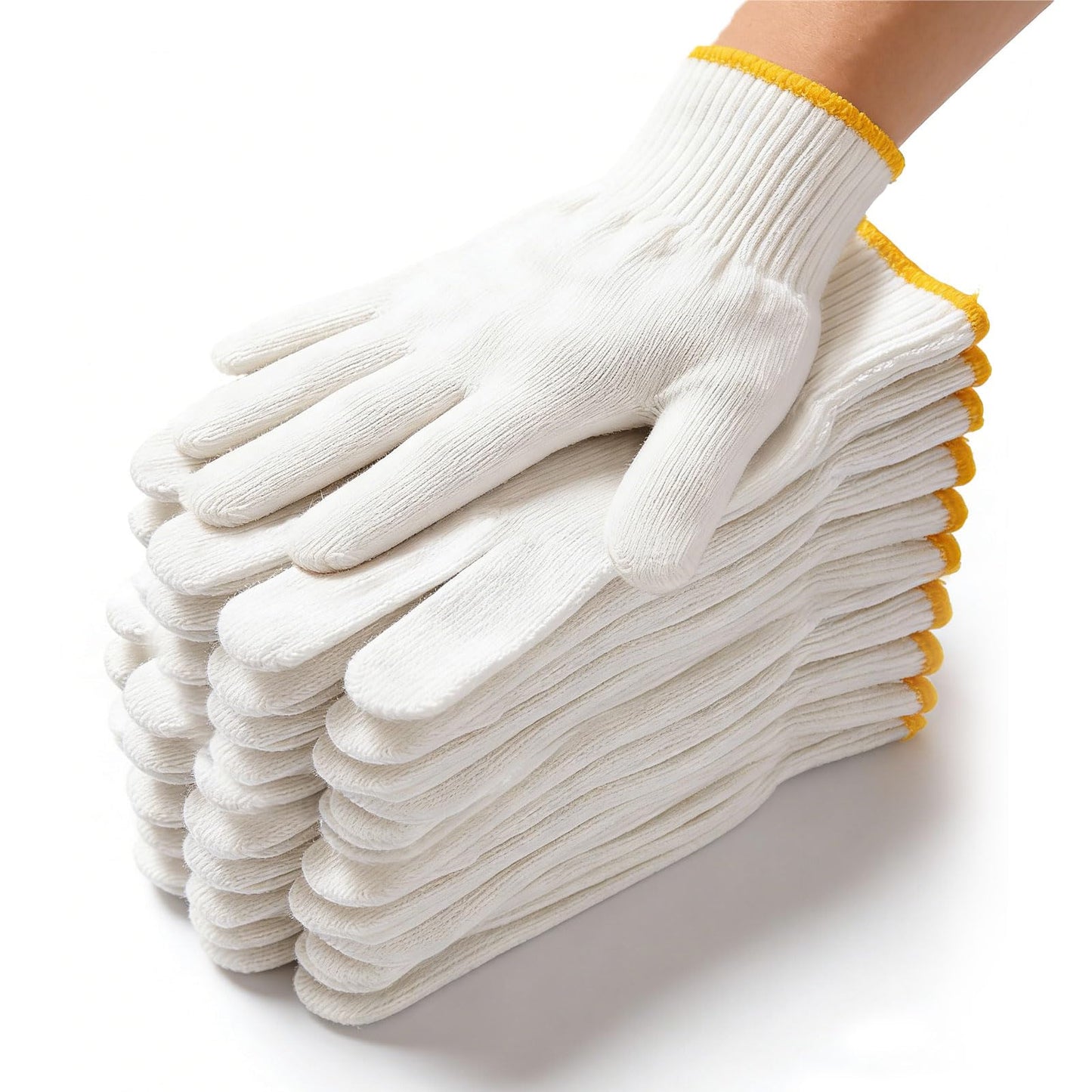GloveRiant Unisex Cotton Work Gloves - Wear-Resistant, Anti-Slip Knitted Safety Gloves for Construction, Cooking, BBQ and Gardening (12 pairs)