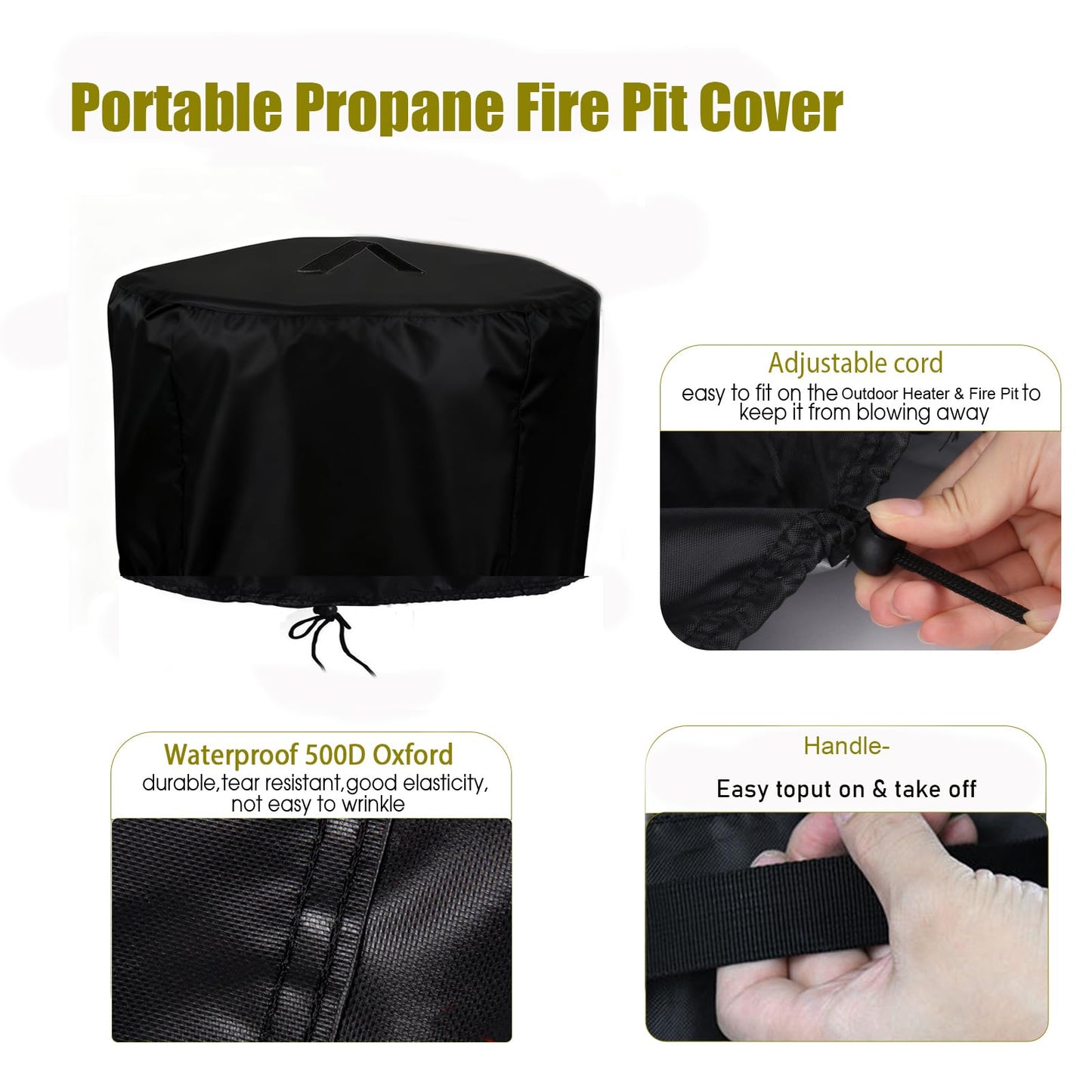 Aidetech Propane Fire Pit Covers 19-inch for Outland Living Portable Propane Fire Pit, Waterproof Firebowl Covers Outdoor Firepit Cover-19" D x 11" H