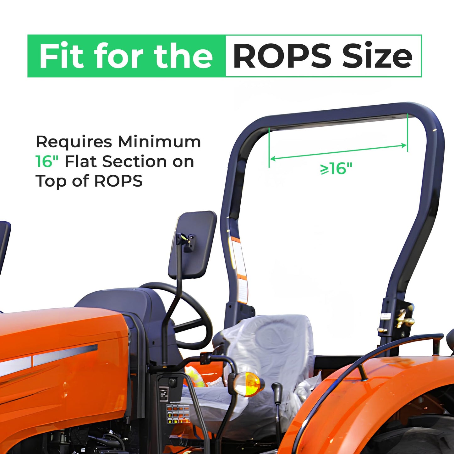 JL JiveLum Universal Tractor Canopy Compatible with ROPS – UV Resistant Sunshade Fit for Compact Tractors, Riding Mowers, Zero Turn Mowers & Lawn Tractors, Easy Install