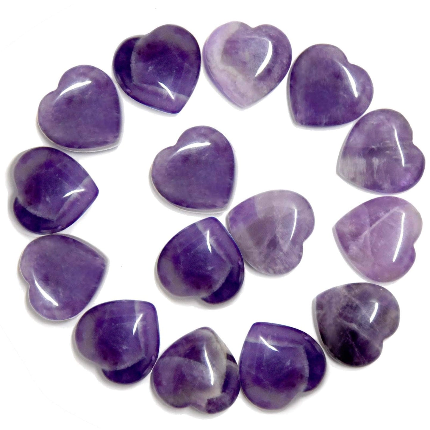 Marrywindix 15 Packs 0.8 Inch Healing Crystal Natural Heart Love Carved Palm Worry Stone Chakra Reiki Balancing