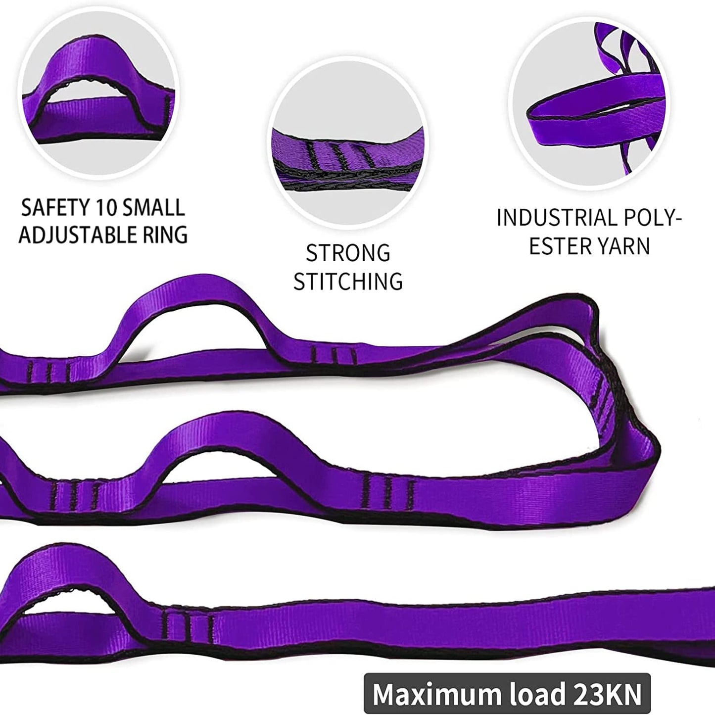 WEBSUKA 79 Inches Aerial Yoga Hammock Daisy Chains Strap, Strong 22kN Adjustable with 16 Loops, No Stretch, Climbing Strap Nylon Chain Sling for Aerial Yoga,Swing, Hammock, Suspension, Exercise