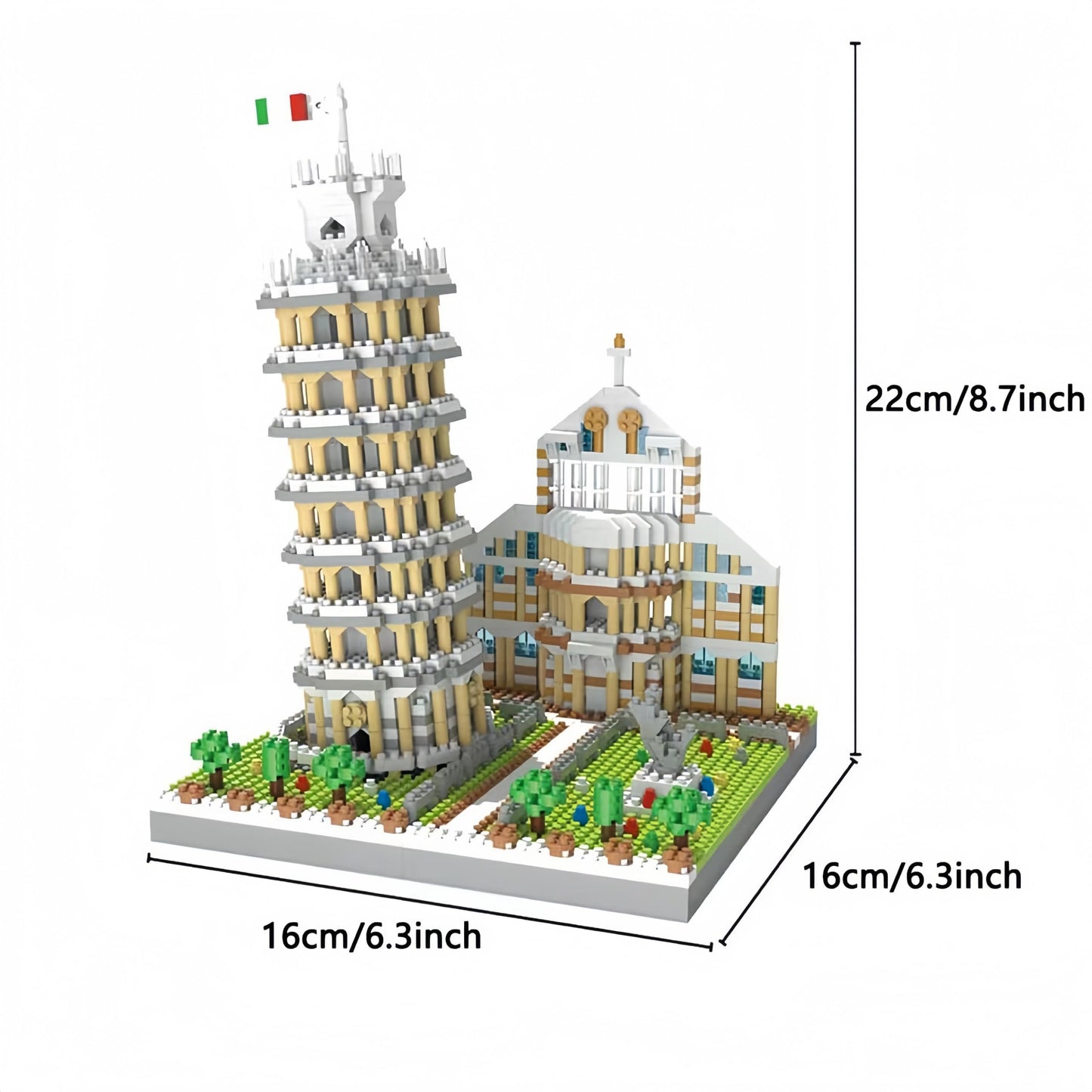 Leaning Tower of Pisa Micro Mini Building Blocks - 8.7"Scale Architecture Model Kit for Adults, Collectible Display Toy with Detailed Manual, STEM Educational Toy for Teens & Adults (1700+ Pieces)