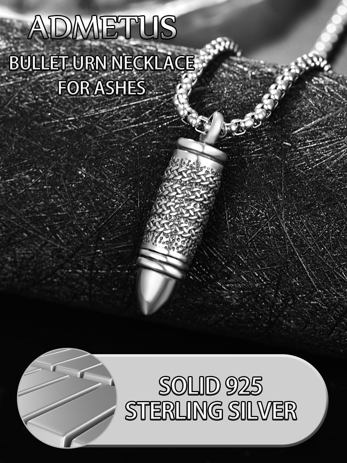 Bullet Urn Necklaces for Ashes Sterling Silver Bullet Necklace for Men Keepsake Pendant Cremation Jewelry for Ashes of Loved Ones Memorial Gifts