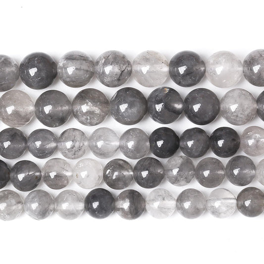 32pcs 12mm Natural Grey Cloud Crystal Stone Beads for Jewelry Making Energy Healing Power Stone Beads DIY Bracelet Necklace Accessories 15" (12mm, Grey Cloud Crystal)