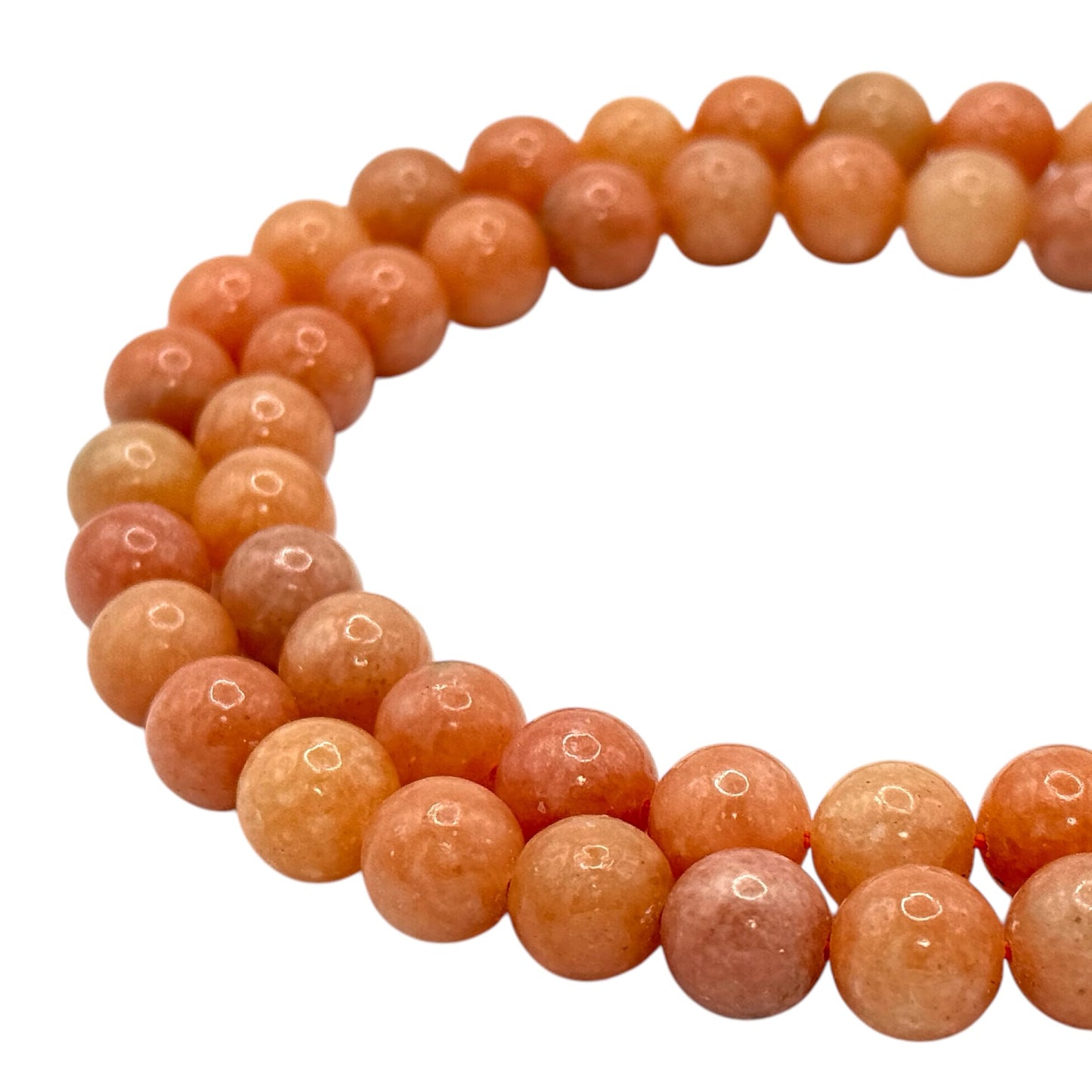 ABCGEMS Peruvian Strawberry Calcite Beads AKA Orchid Calcite (Well-Defined Peach & Orange Hues - Consistent Color with Minimal Fading or Dull Areas) Smooth Round 10mm