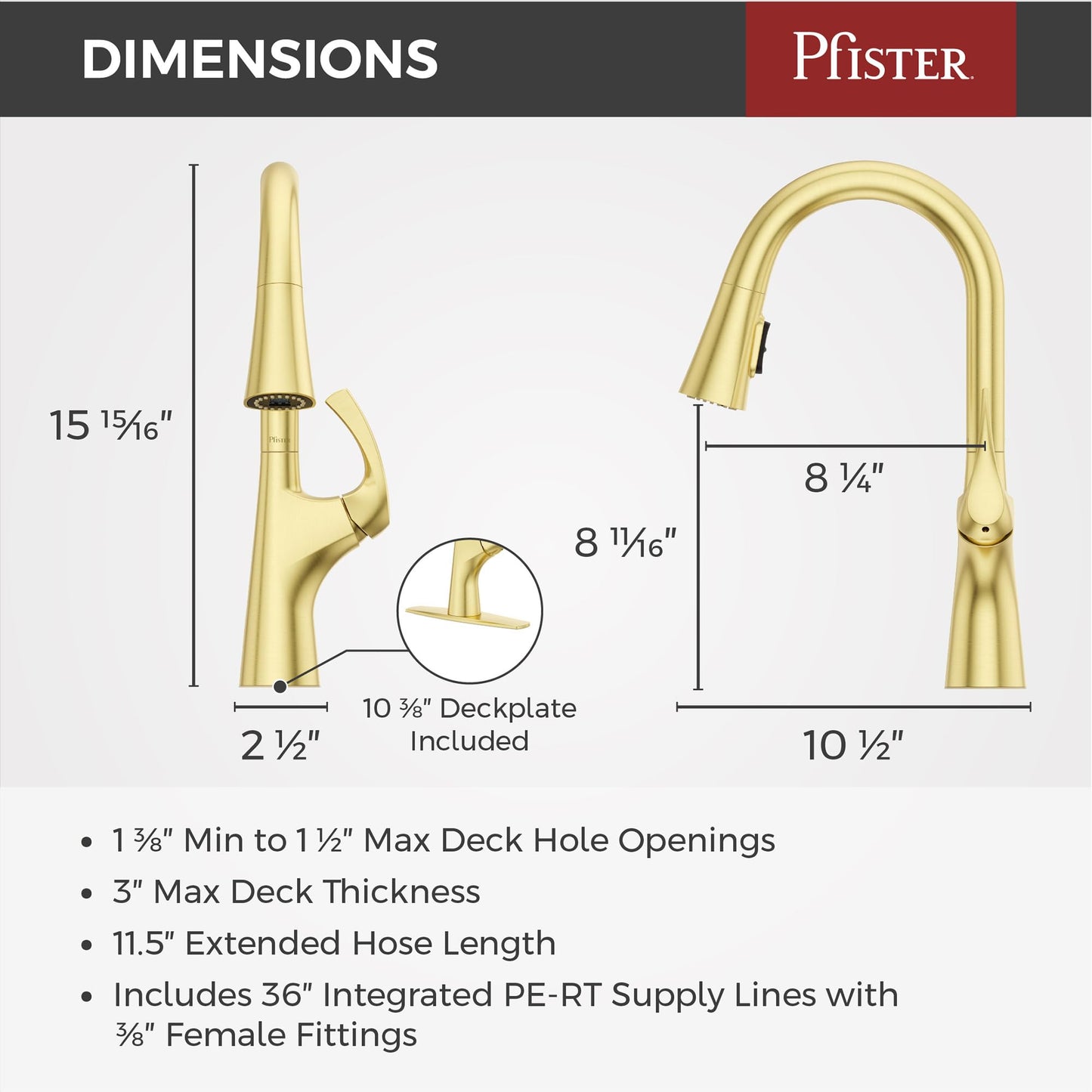 Pfister Talega Pull-Down Kitchen Faucet in Brushed Gold