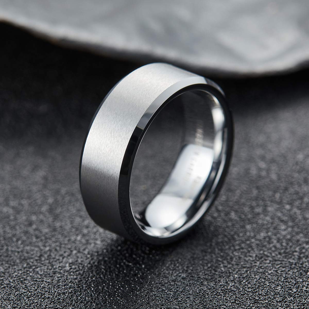 King Will Silver 9mm Men's Wedding Ring - Brushed Matte Finish, Beveled Polished Edge, Comfort Fit Size 11