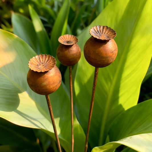 WHBIMGOOO Metal Flowers for Outside - 3PCS Decorative Garden Stakes, Flower Bed Decorations Outdoor, Metal Garden Yard Art Sculpture for Lawn Porch Pathway Patio