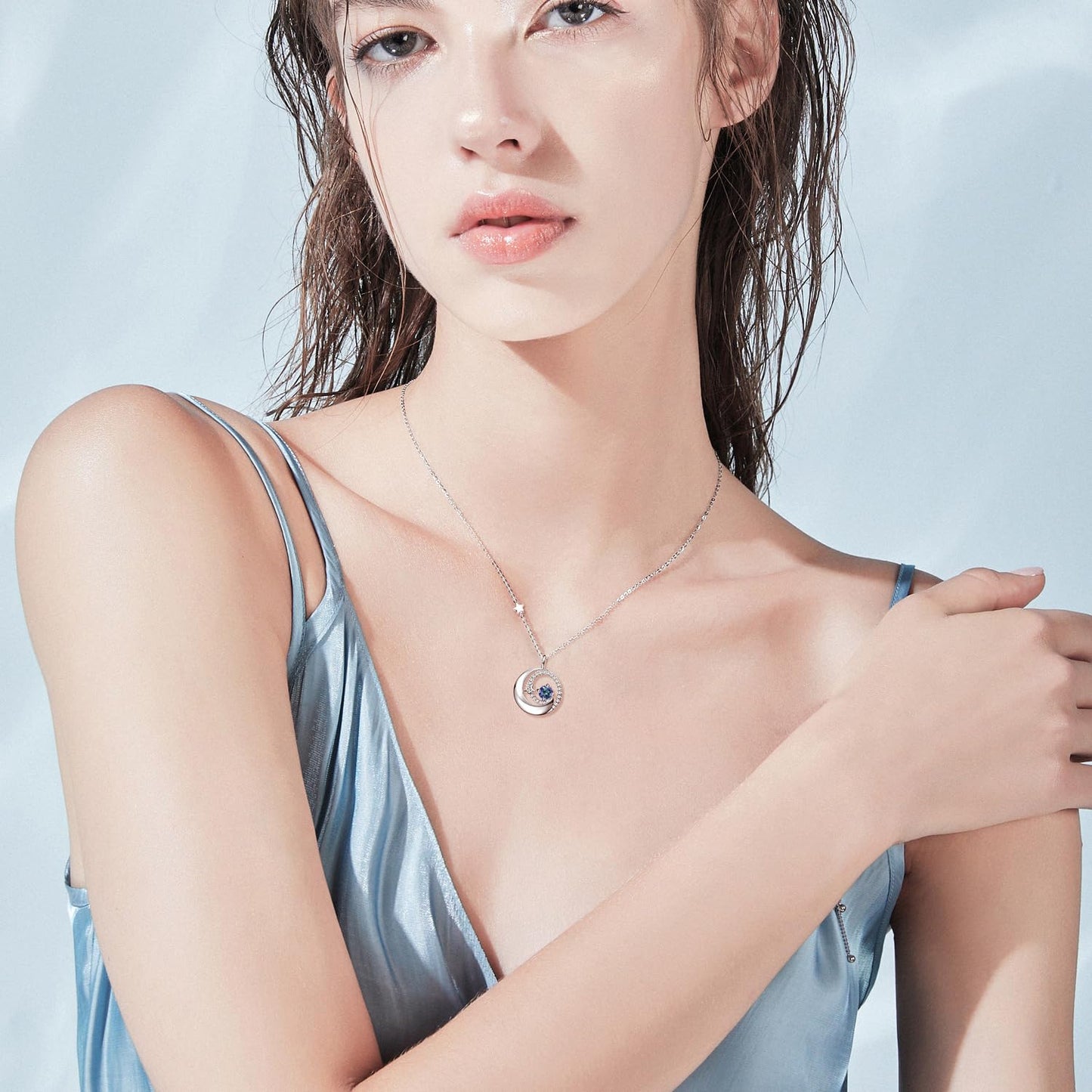 FANCIME Alexandrite Necklace 925 Sterling Silver June Birthstone Moon Star Pendant Fine Jewelry Birthday Anniversary Mothers Day Gifts for Mom Women Daughter