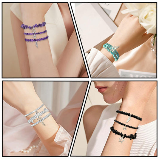 WIYOHO 9Pcs beaded bracelets for women 4mm-8mm natural stones Boho stackable stretchy gemstone bracelets,Healing Crystal Jewelry,friendship bracelet set，Enhance the charm and reduce anxiety