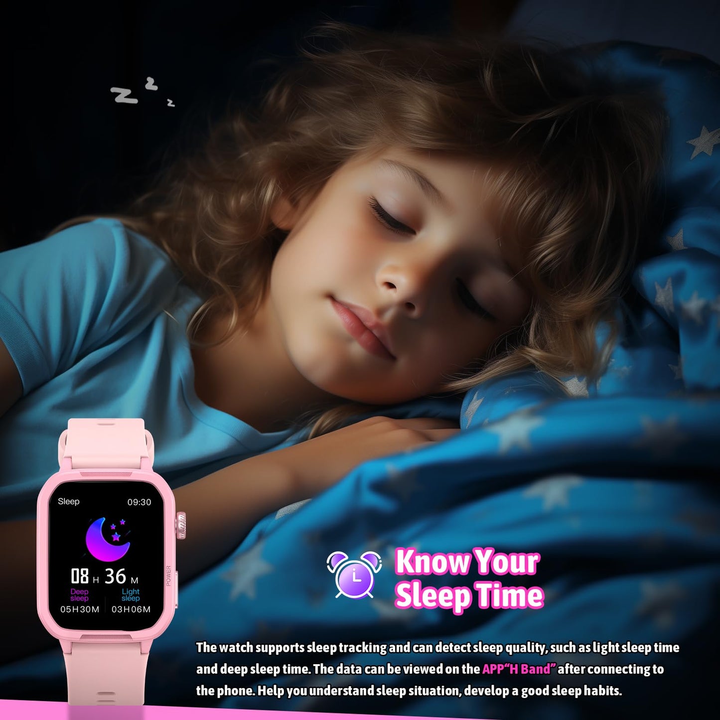 Smart Watch for Kids No Phone Needed, Tempered Glass Fitness Tracker Boy Teens with 19 Sport Modes, Pedometer, Sleep Monitor, Kids Watch Birthday Gifts Toy Gift for Girls Boys 6-16 (Pink)