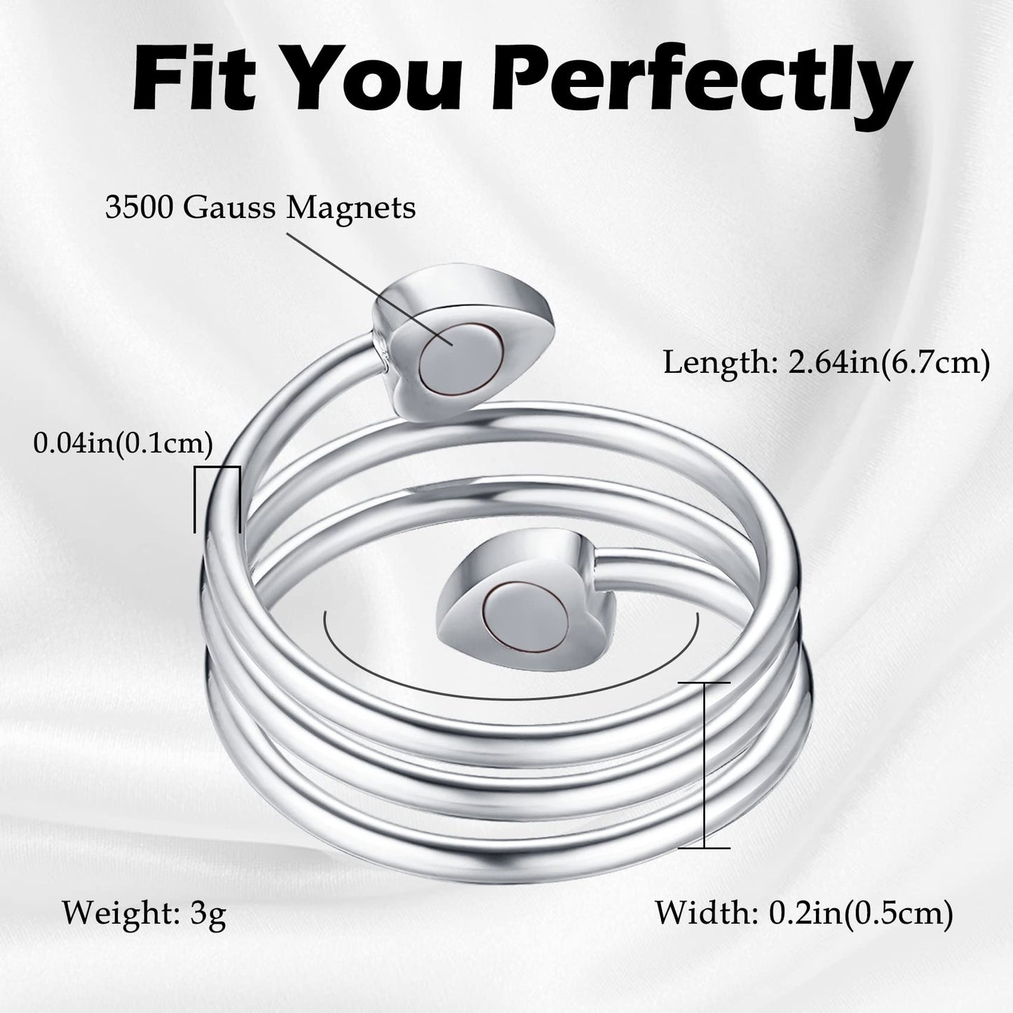 Feraco 2PCS Magnetic Rings for Women,99.99% Pure Copper Thumb Ring with Magnet,Lymphatic Jewelry Gifts for Womens