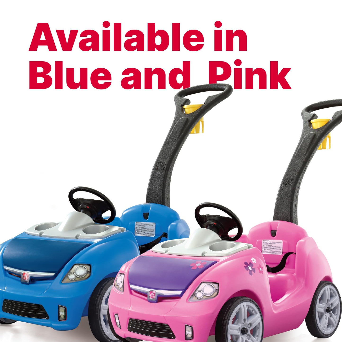 Step2 Whisper Ride II Kids Push Car, Ride-On Car with Seat Belt and Horn, Toddlers and Preschoolers Ages 18 Months–4 Years, Max Weight 50 lbs., Quick Fold Handle, Stroller Alternative, Blue