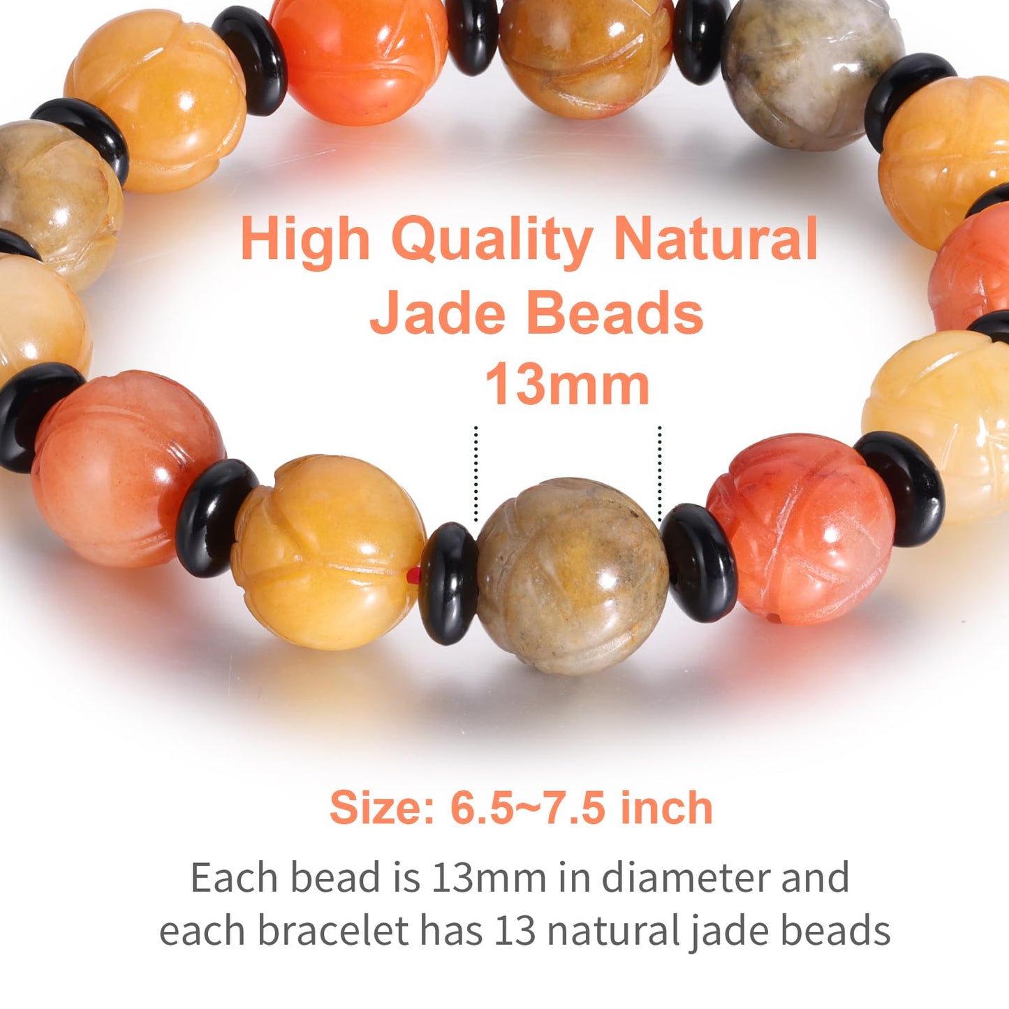 Lusomch Handmade Natural Jade Beaded Bracelet for Women & Men – Genuine Green/White Jade Gemstone Stretch Bracelet – Lucky Energy Healing Jewelry Gift for Peace, Prosperity & Protection ST-V-04