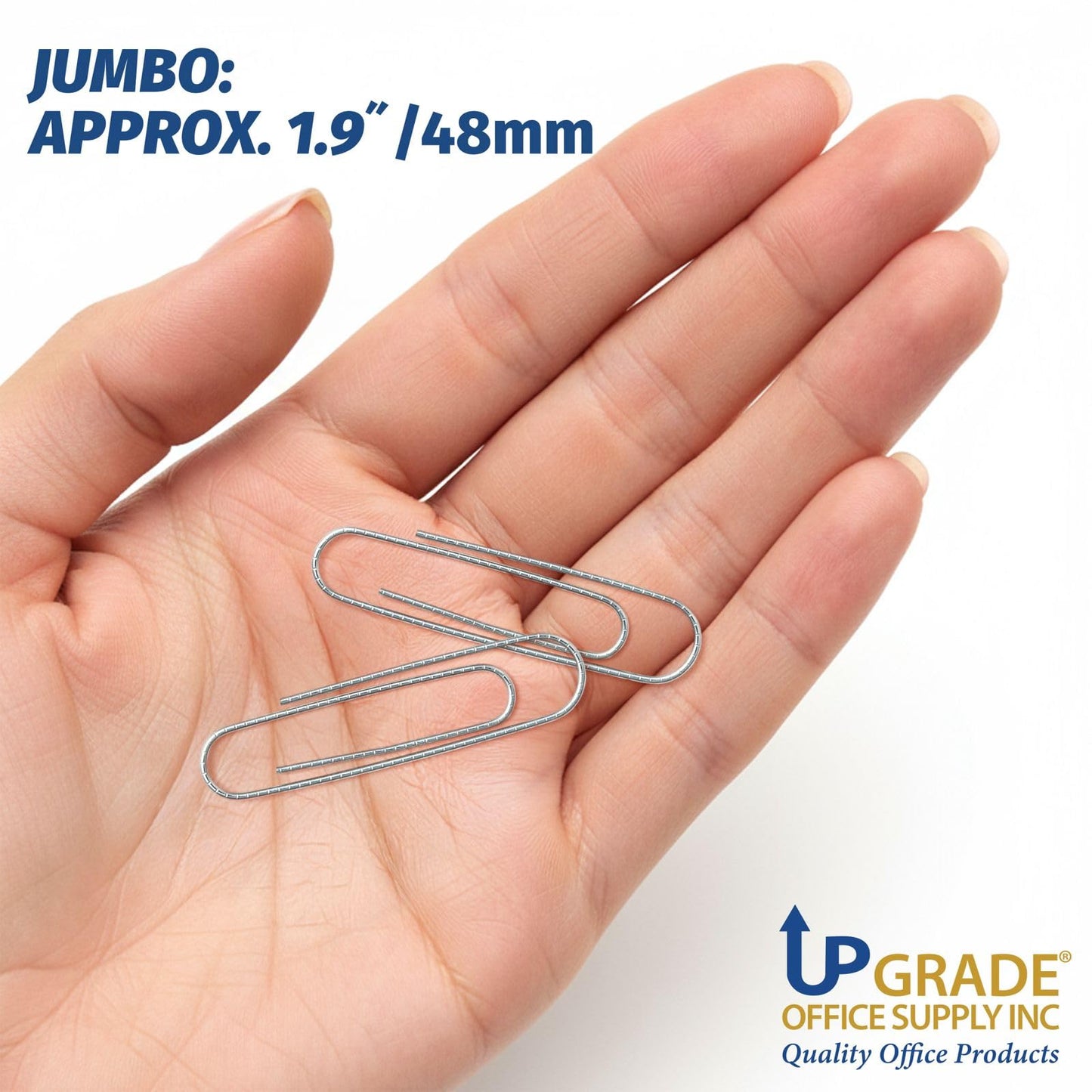 Upgrade Office Supply Jumbo Paper Clips, Non Skid, 1.9 Inch, 600 Count, 6 Boxes of 100, Silver Steel Wire Clips, Made in USA