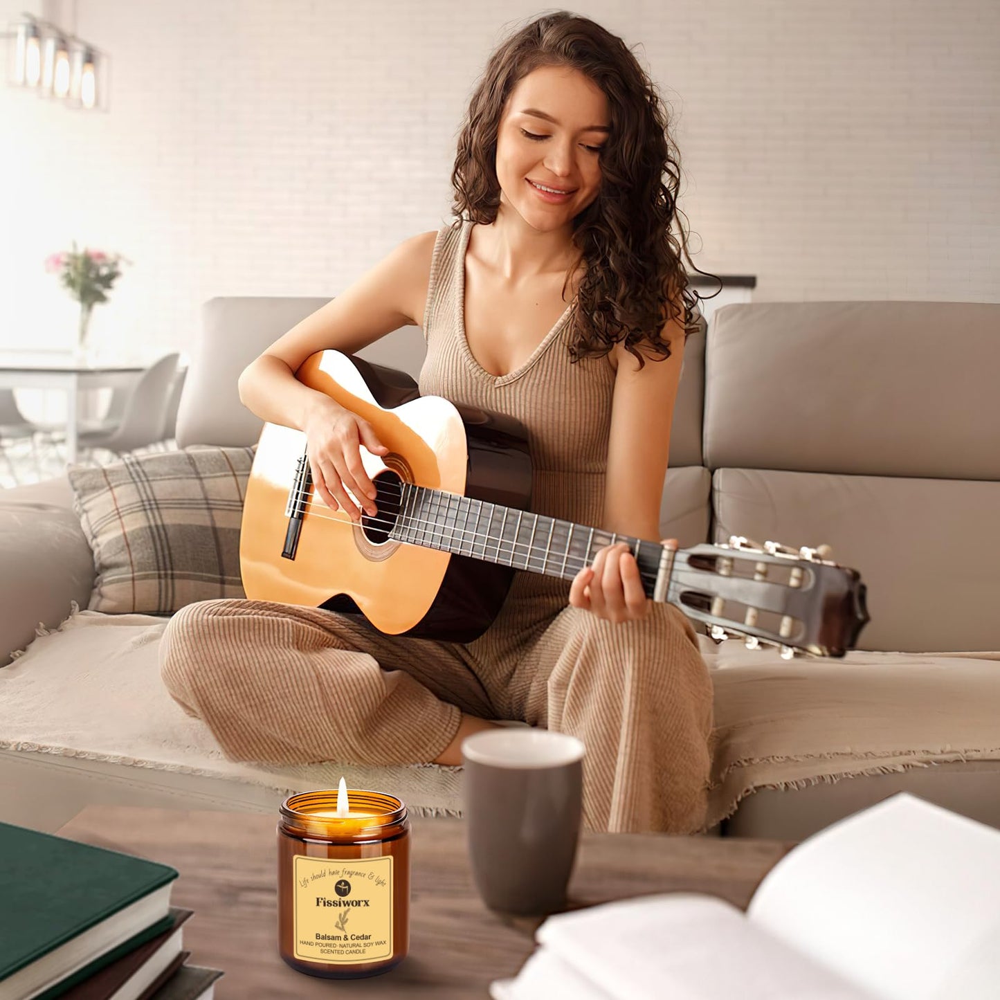 Fissiworx Vanilla Scented Candle Set 2 Pack, Candle for Home Scented, Odor Eliminating, Stress Relief, 15oz, 110 Hours Long Lasting Candles, Soy Candle Gift Set for Women