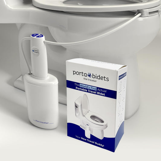The Traveler by PortaBidets – Portable Rechargeable Travel Bidet | Mounts to Any Toilet | Compact Hygiene Kit for Hotels, Cruises & Gifts for Travelers