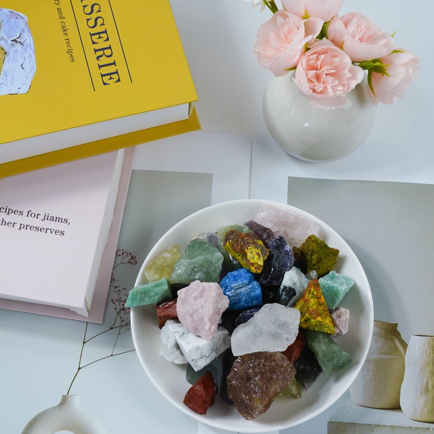 Raw Crystals, Large 1.2-2.0" Healing Crystal Natural Rough Stones for Intuition,Chakra,Meditation,Decoration,Polishing,Energy Work (White Turquoise, 3.5oz-1.2-2.0"raw Crystals)