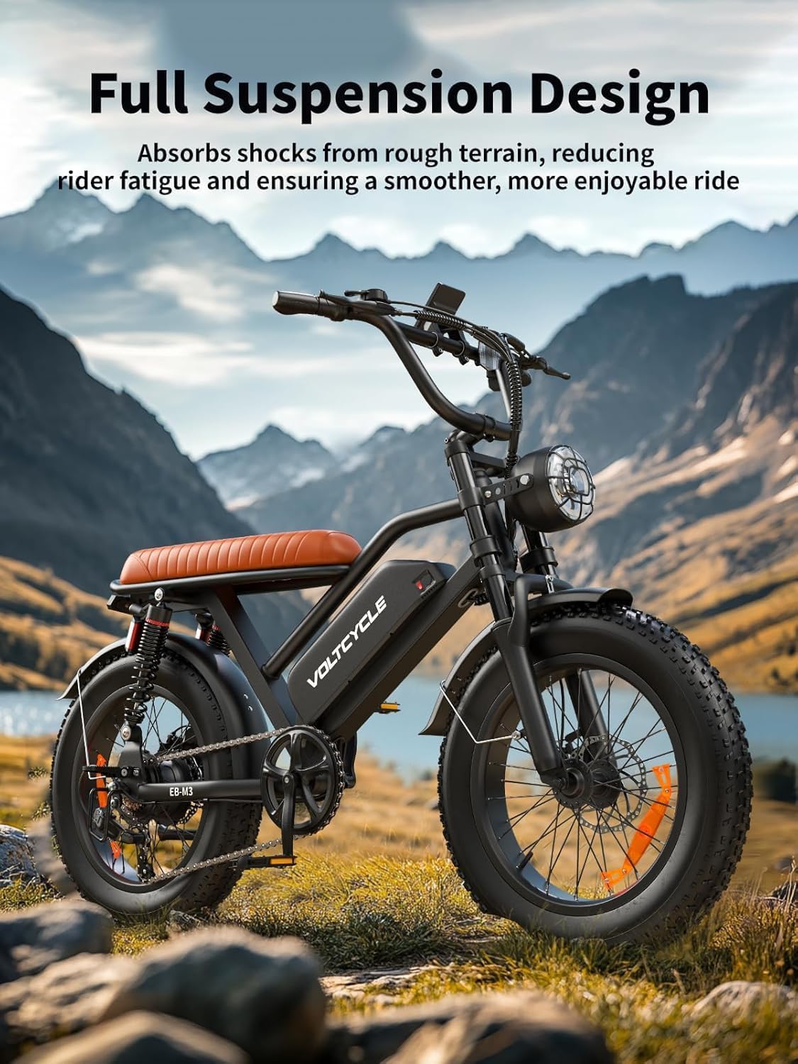 ciloovy Electric Bike for Adults, 750W Peak Motor 28 MPH 50Miles, Fat Tire Ebike with 48V Removable Battery 20"x4.0" ebikes for Adults Hydraulic Suspension and 7-Speed, All-Terrain Unisex ebikes