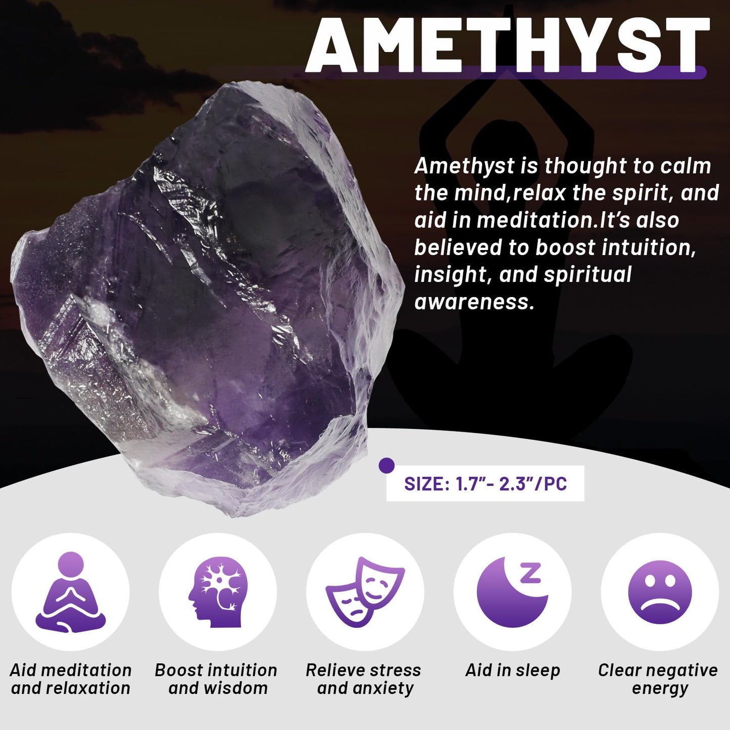 Orientrea Raw Amethyst Rough Crystal with Clear Quartz, Natural Amethyst Crystal and Healing Stones for Tumbling, Decoration, Polishing, Wire Wrapping, Wicca & Reiki 2PCS