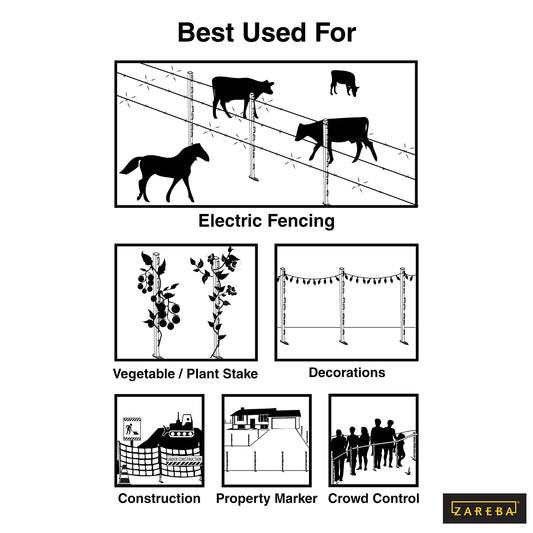 Fi-Shock P-30G 30 Inch Garden Fence Post, Ideal for Gardens and Temporary Fencing - 25 Pack