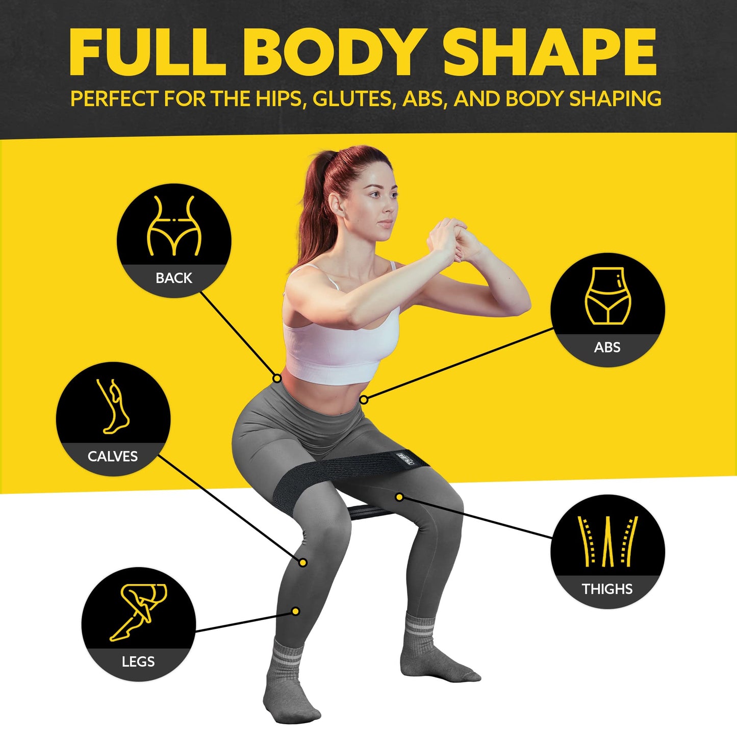 Tribe Lifting Resistance Bands for Working Out - 3 Pack Fabric Workout Bands for Women and Men - Booty Bands for Legs and Glute - Non Slip Exercise Bands Set for Squat Hip Thigh (Gray)