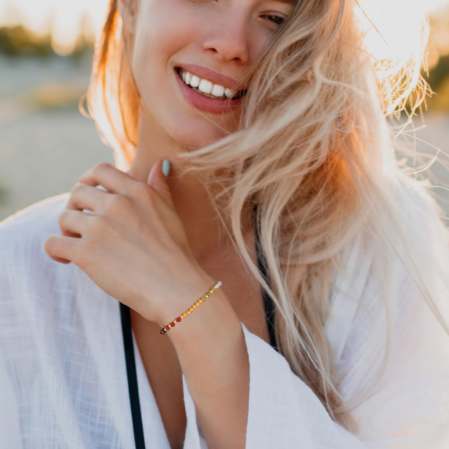GolbalJew Tiny Crystal Beads Bracelet Colorful Natural Stone Adjustable Link Bracelet for Women Trendy Jewelry Gift