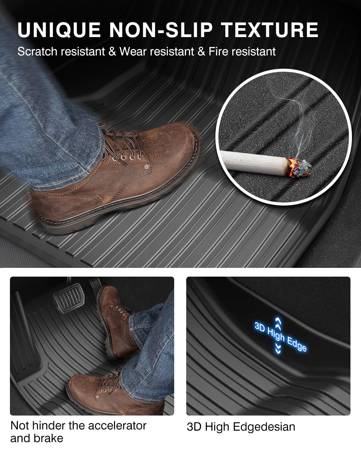 Powerty Floor Mats for 2024 2025 2026 Tesla Model 3 Highland 8 PCS Floor Cargo Liners Full Set All Weather TPE 3D 2 Row Liner Front Rear Storage Mat and Rear Seat Back Mats
