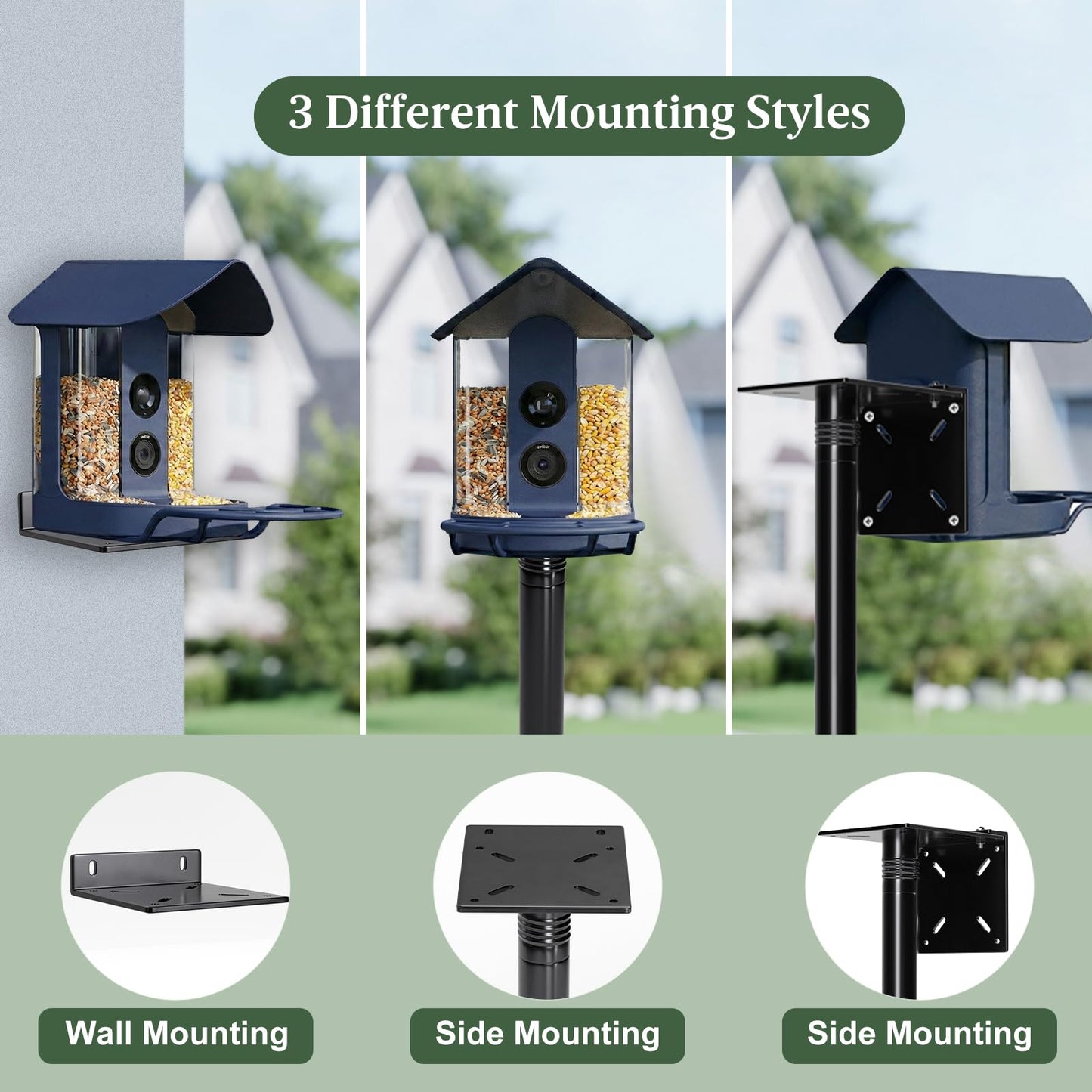 114-Inch Birdhouse Pole Stand, Heavy Duty Metal Bird House Mount with Ground Stake Base, Multi-Section Outdoor Pole for Birdhouses, Feeders & Garden Decor