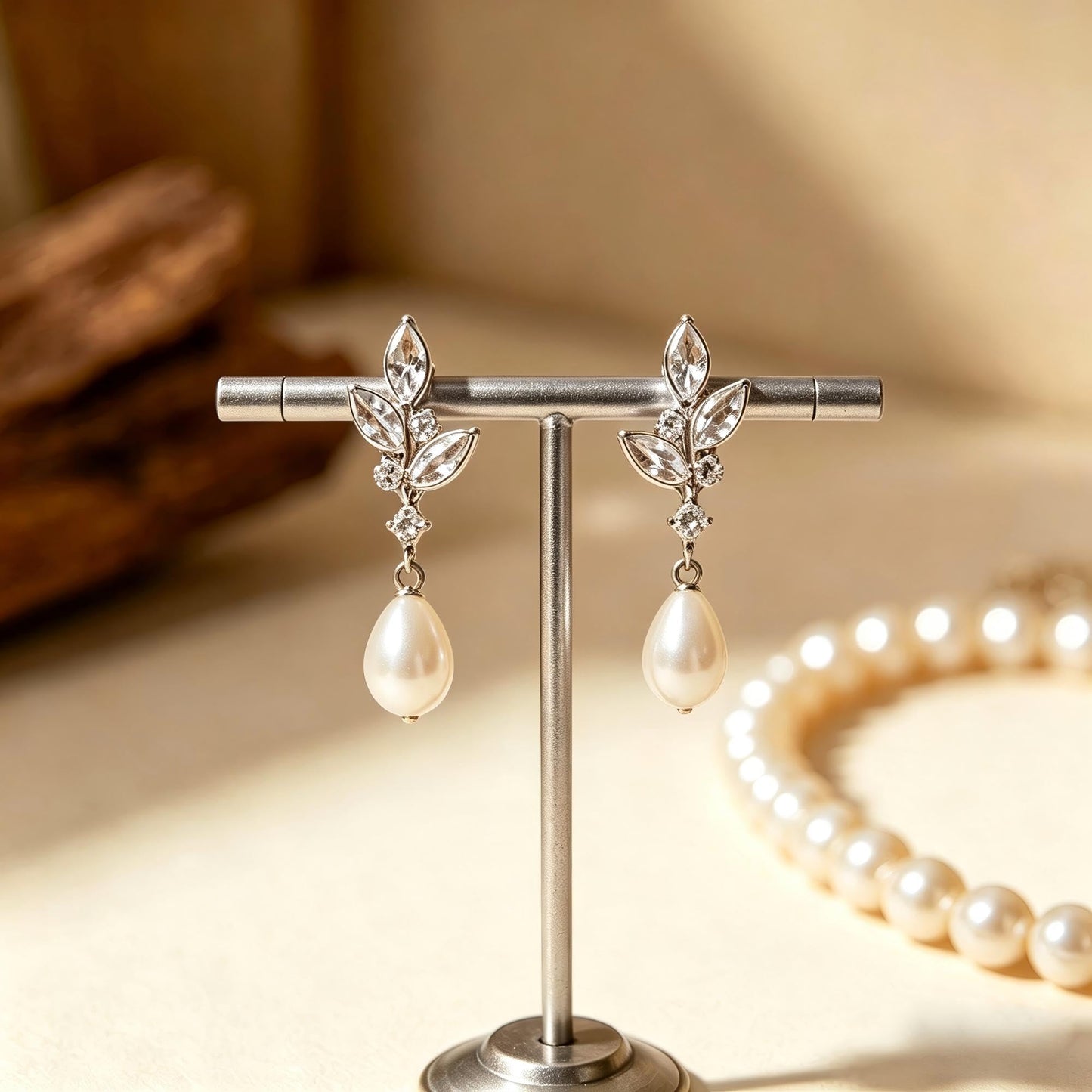 Pearl Earrings for Women, 14k Gold Plated Trendy Diamond Pearl Drop Earrings Hypoallergenic Dainty Bridal Gifts Wedding jewelry for Women