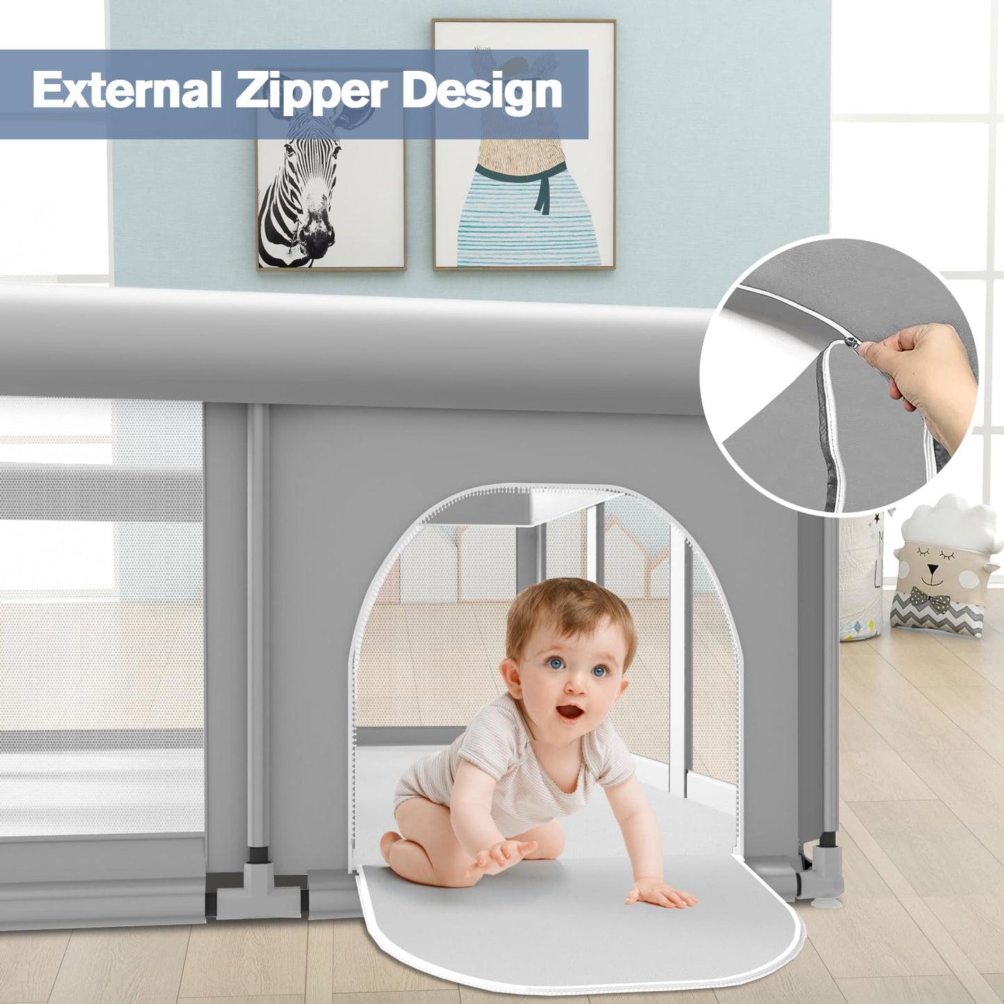 Large Baby Playpen for Babies and Toddlers, Playpen 74×50, Large Baby Play Yards Indoor & Outdoor, Sturdy Safety Baby Play Pen with Soft Breathable Mesh, Toddlers Activity Center with Anti-Slip Base