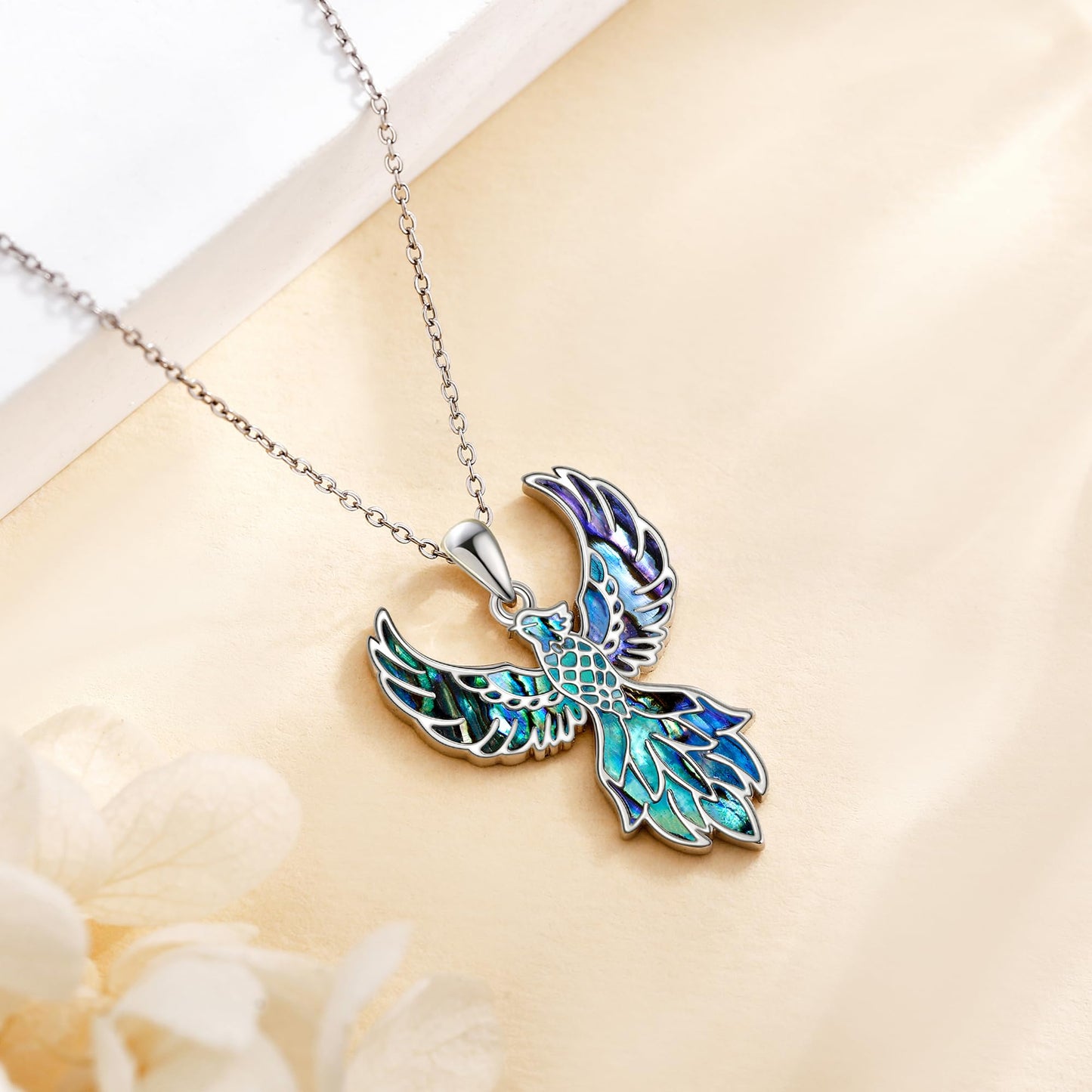 YAFEINI Phoenix Necklace S925 Sterling Silver Abalone Shell Phoenix Pendant Necklace Phoenix Jewelry Gifts for Women Mom Wife