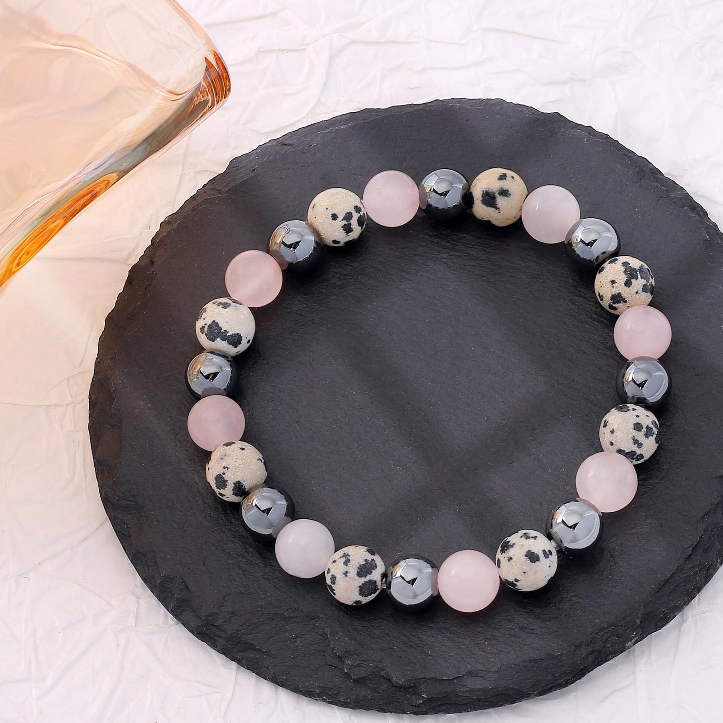 Healing Crystal Bracelet Genuine Stone Bracelet Protection Anxiety Bracelet 7 Chakra Bracelet 6.5 inch Malachite Aquamarine Citrine 8MM Beads Get Well Soon Bracelet (Releasing Past Hurts)
