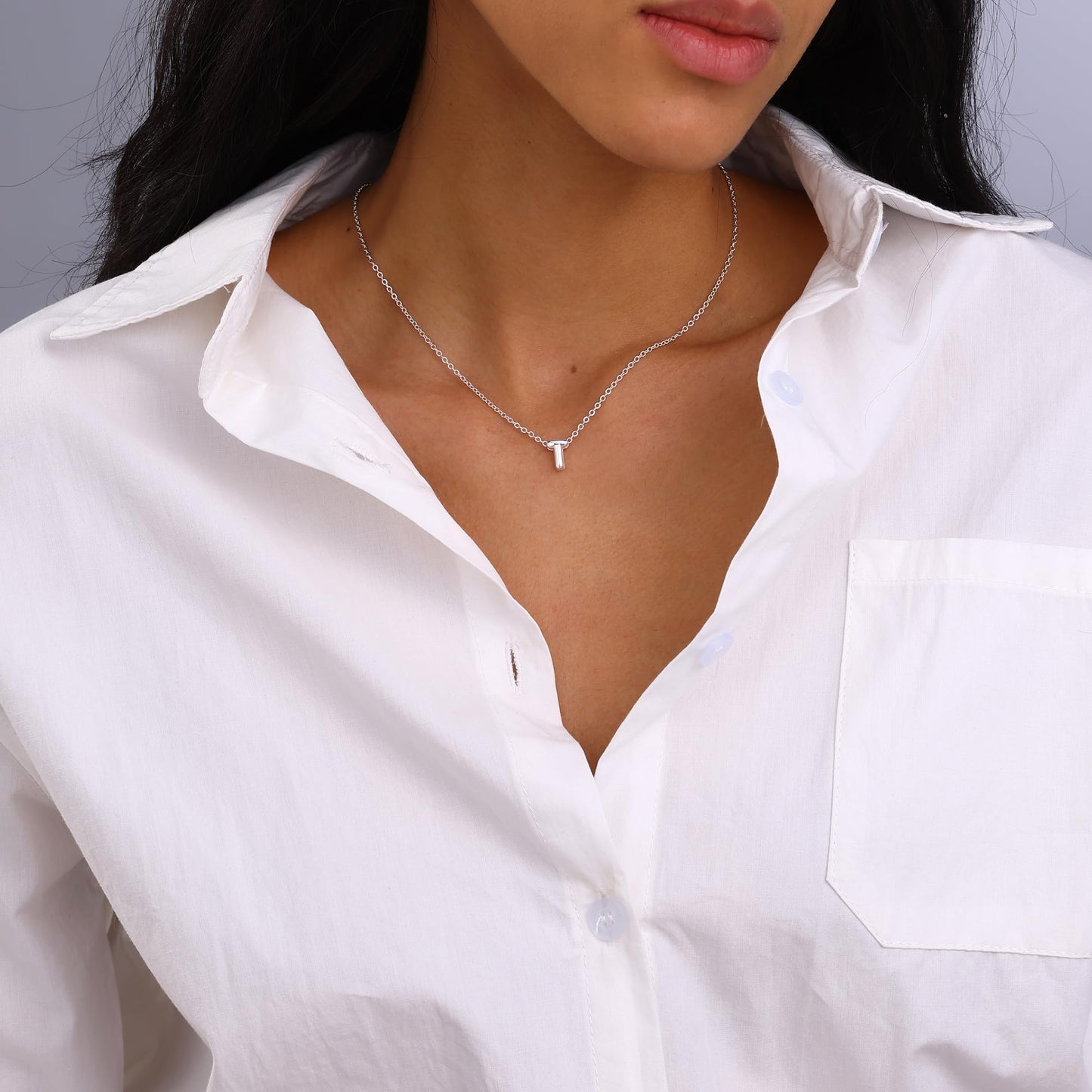CUEZIY Bubble Silver Letter Necklace Initial Necklaces for Women Dainty Personalized Charm Pendant Name Necklace Cute Non Tarnish Fashion Accessories Teen Gift Trendy Stuff Silver Jewelry Gifts