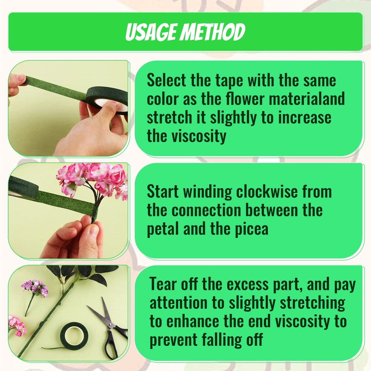 Crepe Paper 6 Rolls Wide Crepe Paper Streamers 10 Inch x 8 Feet Artificial Floral Arrangements DIY Flower Making Kits Green Floral Tape and Wire for Wedding Festival Party Decorations Craft Supplies