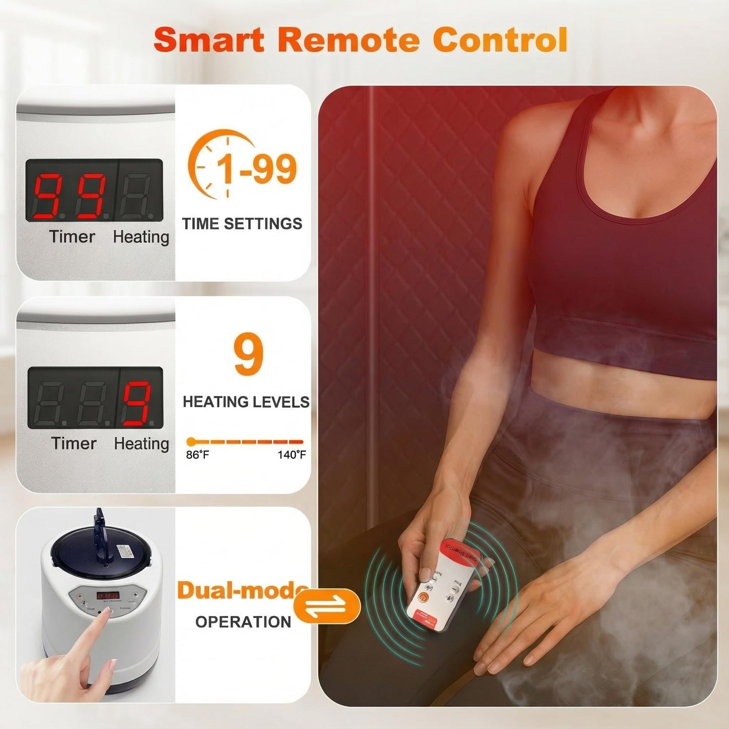 WELLEVER Upgraded Sauna Box, Infrared Sauna for Home, Portable Steam Sauna Tent with 1000W 2.5L Steamer Heater, Indoor Sauna Room for Relaxation, 2.6’ x 2.6’ x 5.9’